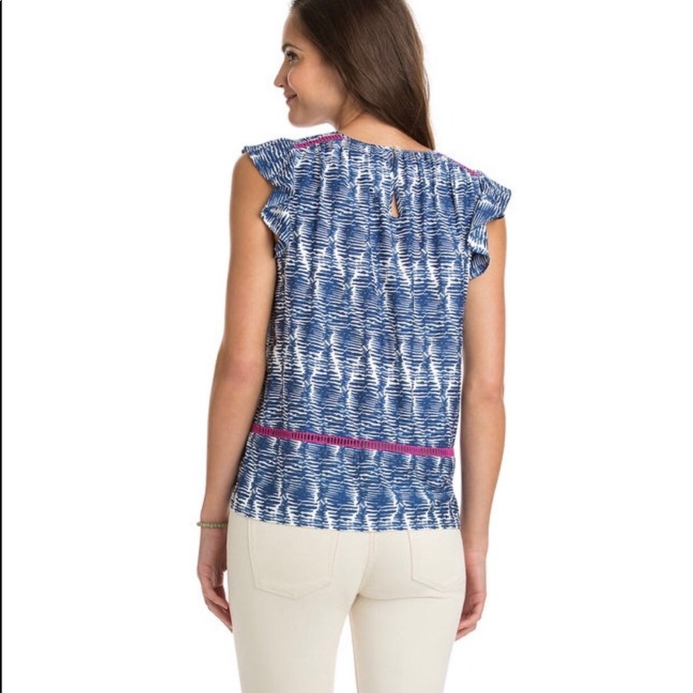 Vineyard Vines Watercolor Ruffle Sleeveless Top - Picture 2 of 6